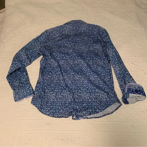 Robert Graham XL men’s dress shirt button up blue labyrinth print long sleeve - Picture 4 of 7